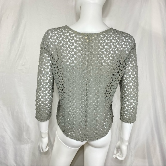 Staring at Stars French Gray Crochet 3/4 Sleeve Sweater - Picture 4 of 6